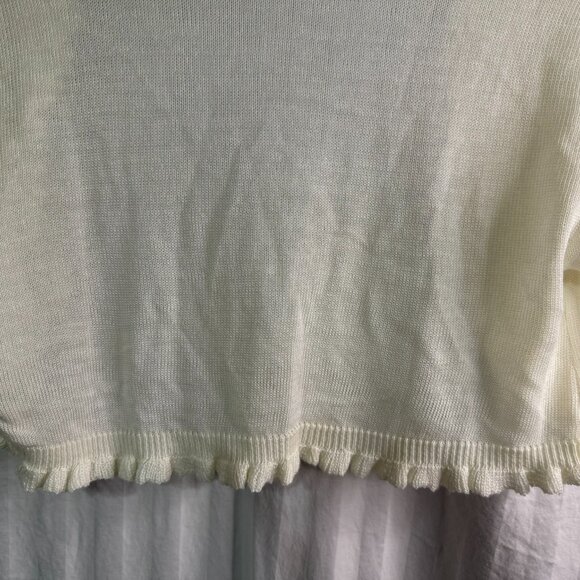 Knit Minded Cream Color Cardigan Size Large Short Sleeve - Picture 11 of 12